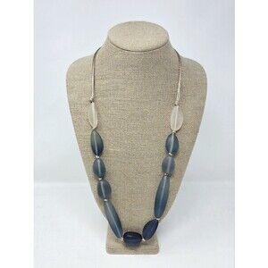 Chico's Original Ombre Translucent Blue Stone Statement Necklace 35" NWOT